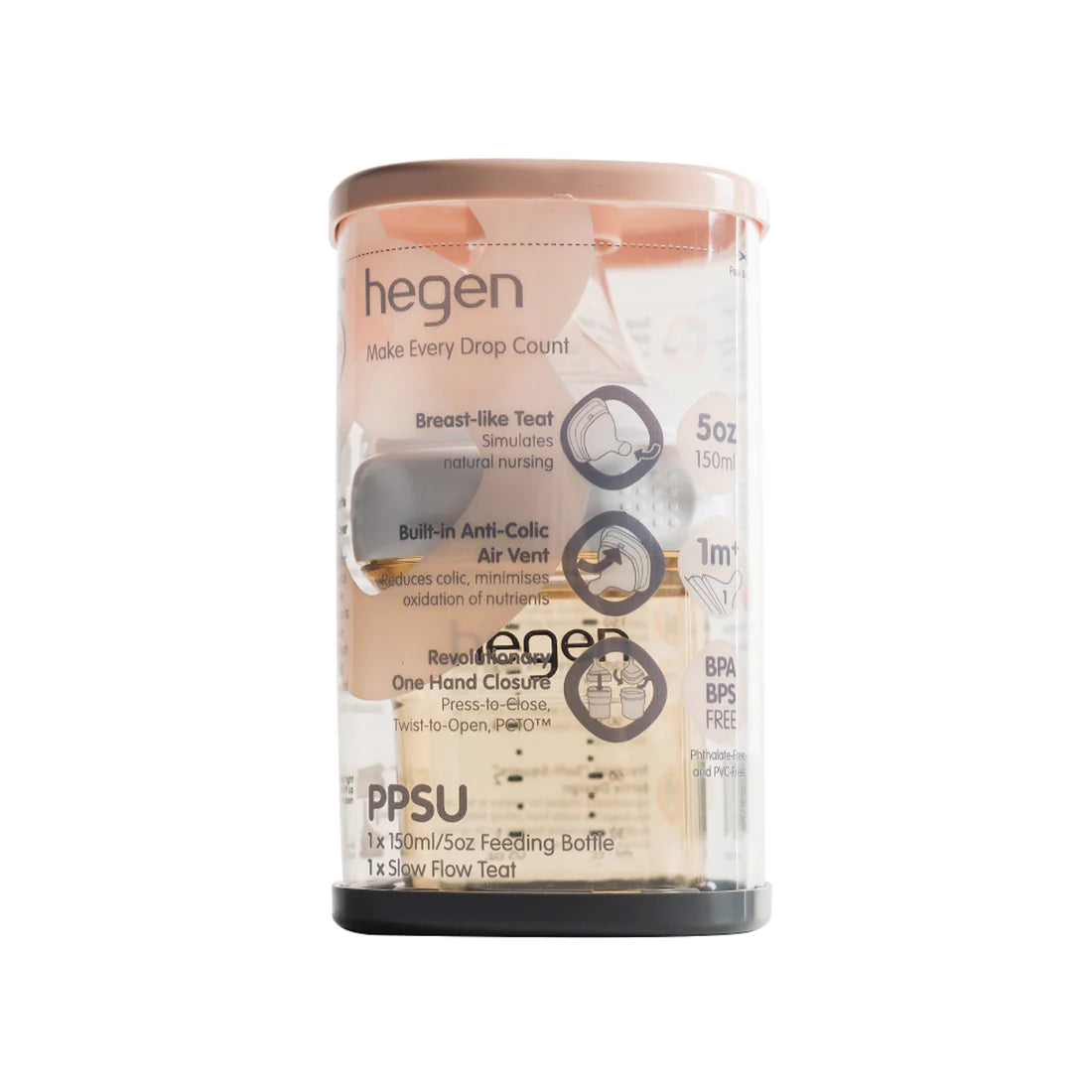 Hegen PCTO™ 150ml Feeding Bottle PPSU with Slow Flow Teat, 1 to 3 Months