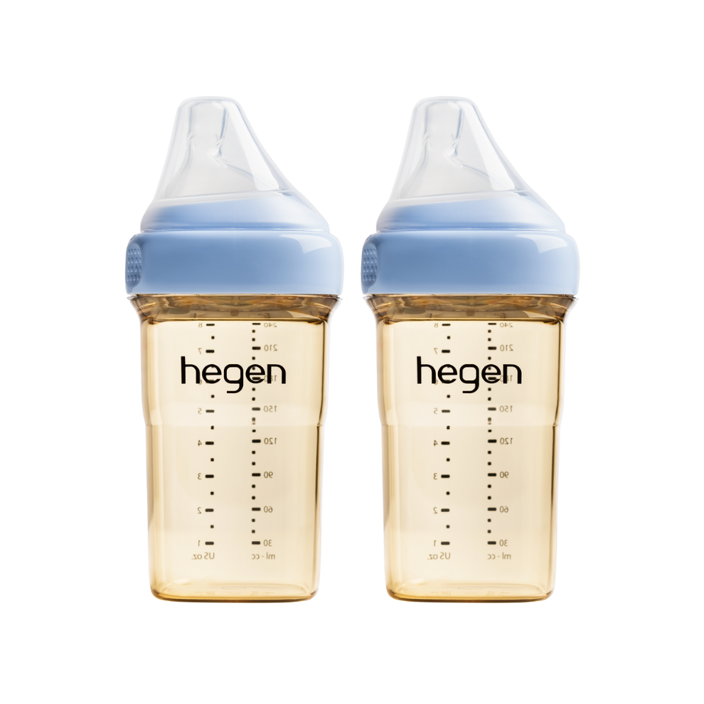 Hegen PCTO™ 240ml Feeding Bottle PPSU, 2-Pack BLUE with 2x Medium Flow Teats (3 to 6 months)