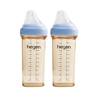 Hegen PCTO™ 330ml Feeding Bottle PPSU, 2-Pack BLUE with 2x Fast Flow Teats (6 months and beyond)