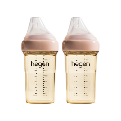 Hegen PCTO™ 240ml Feeding Bottle PPSU, 2-Pack PINK with 2x Medium Flow Teats (3 to 6 months)