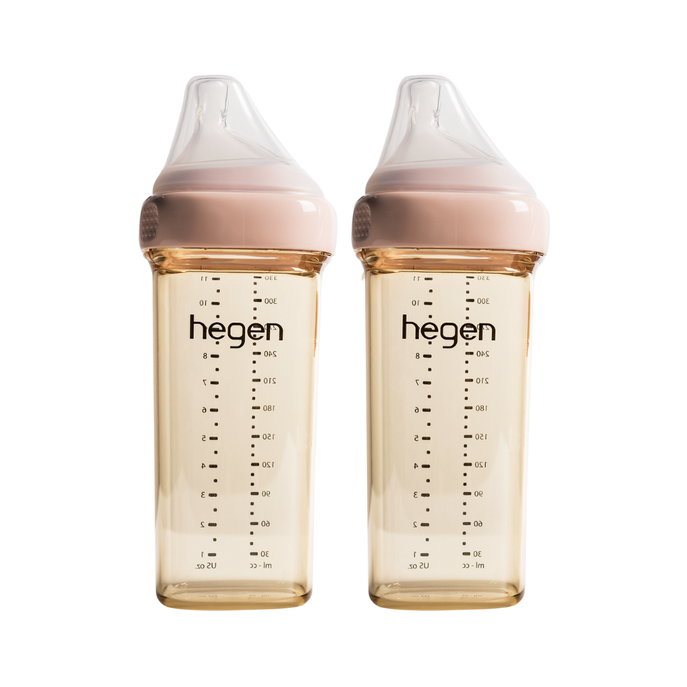 Hegen PCTO™ 330ml Feeding Bottle PPSU, 2-Pack PINK with 2x Fast Flow Teats (6 months and beyond)