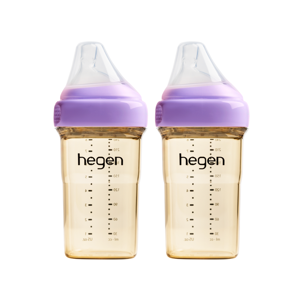 Hegen PCTO™ 240ml Feeding Bottle PPSU, 2-Pack PURPLE with 2x Medium Flow Teats (3 to 6 months)